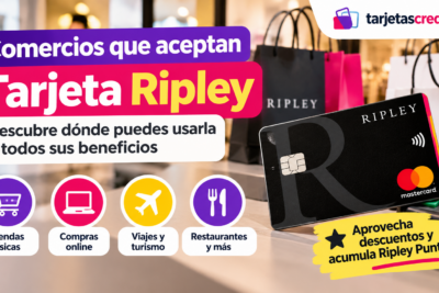 Comercios y lugares donde puedes utilizar la Tarjeta Ripley Mastercard, incluyendo tiendas físicas, compras online, viajes y restaurantes.