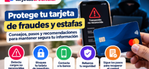 Consejos para detectar fraudes con tarjetas, bloquear el plástico, contactar al banco, reforzar la seguridad y recuperar el control ante cargos no reconocidos.