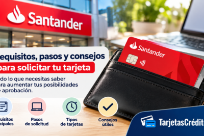 **Alt:** Tarjeta Santander con requisitos, pasos de solicitud y consejos para aumentar las posibilidades de aprobación en Chile
