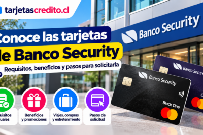 Tarjetas Banco Security con información sobre requisitos actuales, beneficios, promociones, viajes, compras y pasos para solicitar una tarjeta.
