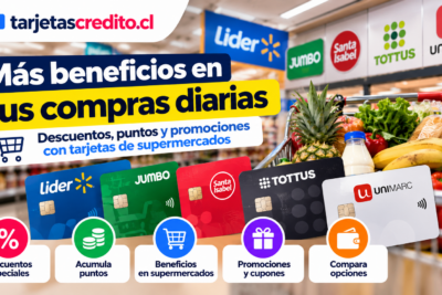 Tarjetas vinculadas a supermercados en Chile con descuentos especiales, acumulación de puntos, promociones, cupones y beneficios en compras habituales.