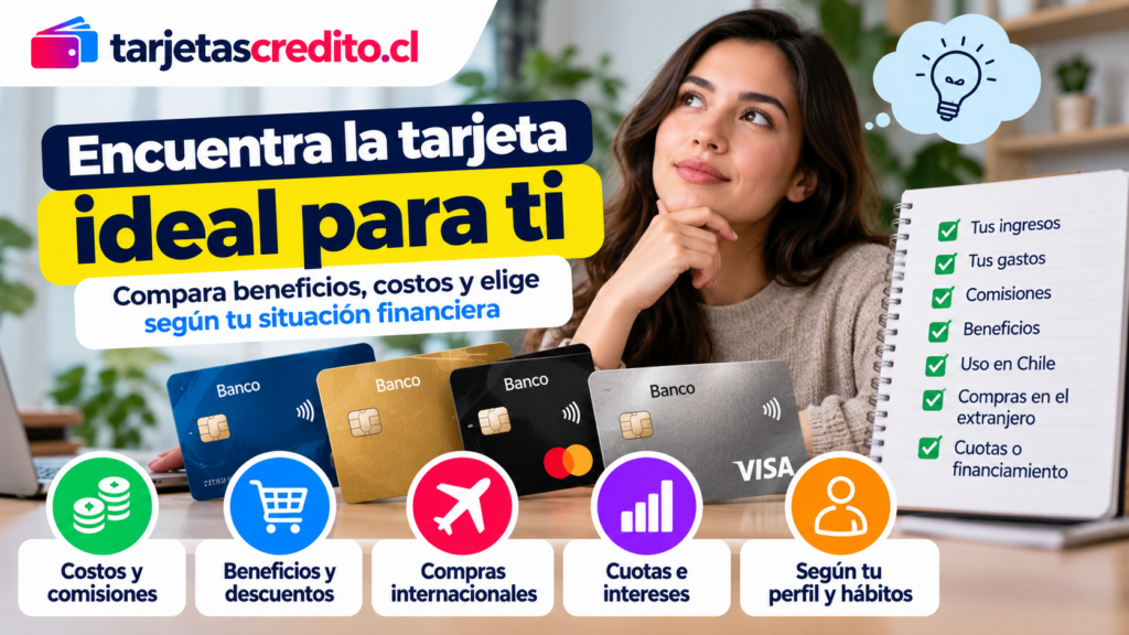 Guía para comparar tarjetas según ingresos, gastos, comisiones, beneficios, compras internacionales, cuotas e intereses.