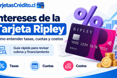 Intereses de la tarjeta Ripley con información sobre tasas, cuotas y costos en Chile