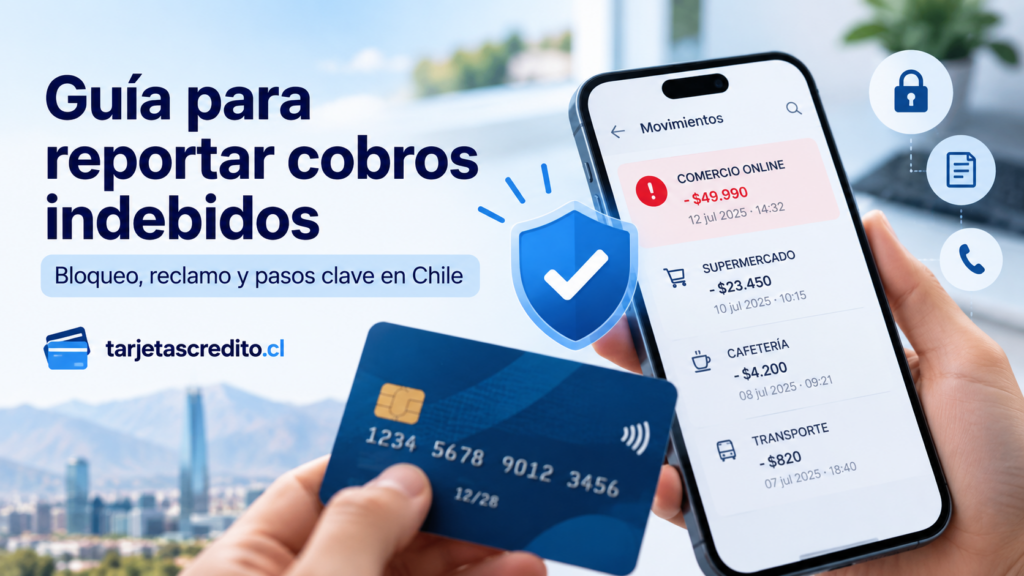 Guía visual para reportar cobros indebidos y proteger tu tarjeta bancaria en Chile