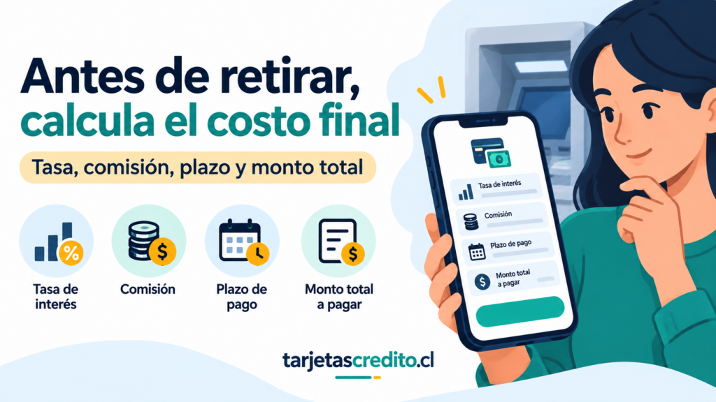 Persona revisando en el teléfono los costos de un retiro asociado a su línea de crédito.