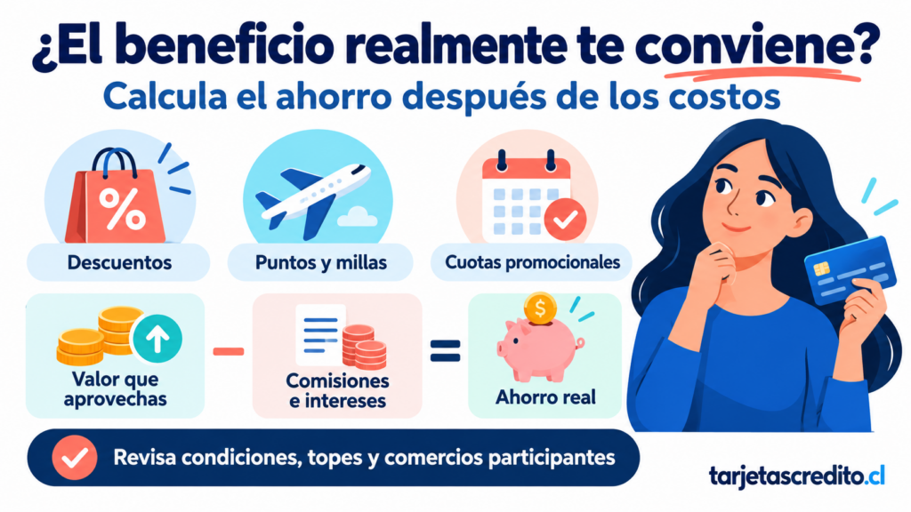 Guía visual para comparar el ahorro que ofrecen las tarjetas con sus costos y condiciones.
