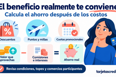 Guía visual para comparar el ahorro que ofrecen las tarjetas con sus costos y condiciones.