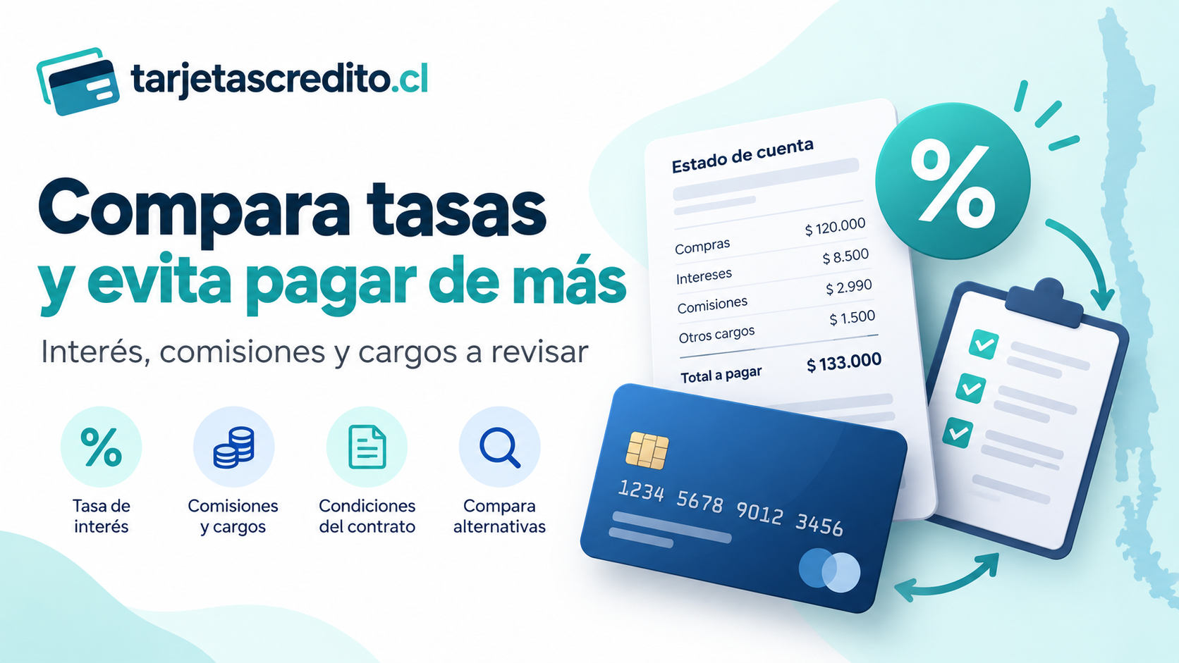 Comparación de tasas, comisiones y cargos de una tarjeta de crédito