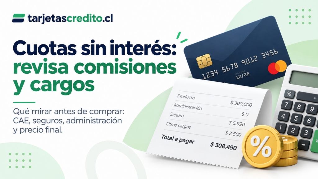 Cuotas sin interés con comisiones, seguros y otros cargos de una tarjeta de crédito