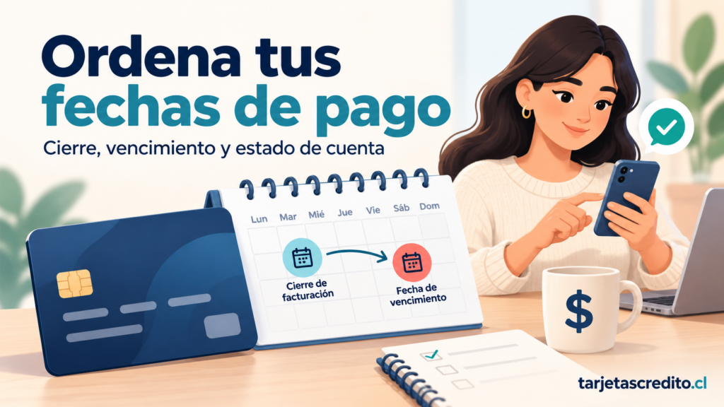 Mujer organizando el pago de su tarjeta de crédito