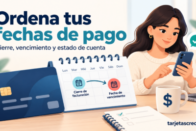 Mujer organizando el pago de su tarjeta de crédito