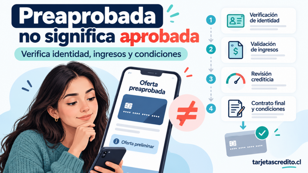 Oferta preliminar de tarjeta de crédito pendiente de verificar identidad, ingresos, antecedentes y condiciones del contrato.