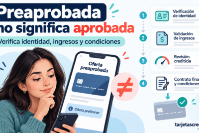 Oferta preliminar de tarjeta de crédito pendiente de verificar identidad, ingresos, antecedentes y condiciones del contrato.