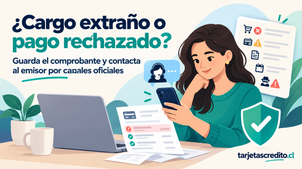Guía visual para documentar problemas de pago con tarjeta y resguardar los comprobantes.