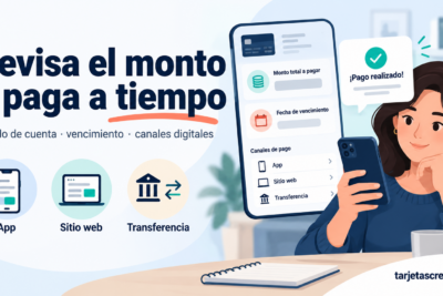 aplicación, sitio web y transferencia, con recordatorio de revisar el estado de cuenta.