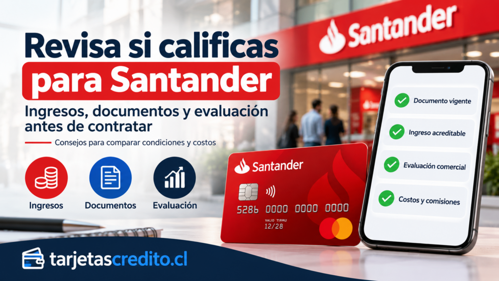 Requisitos de ingresos, documentos y evaluación para solicitar una tarjeta de crédito Santander Chile