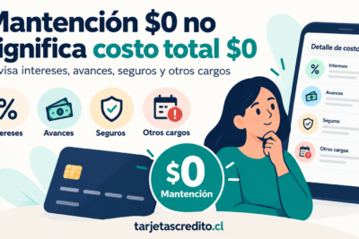 Revisión de intereses, avances, seguros y otros cobros que pueden aplicarse a una tarjeta sin tarifa mensual.