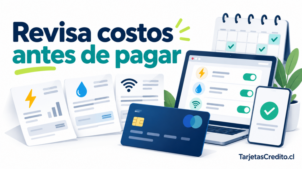 Pago de cuentas de servicios con tarjeta de crédito y revisión de cargos automáticos.