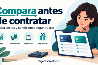 Persona comparando dos ofertas con una lista de tasas, comisiones, requisitos y beneficios.